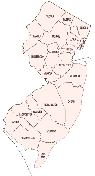 Map of New Jersey Counties